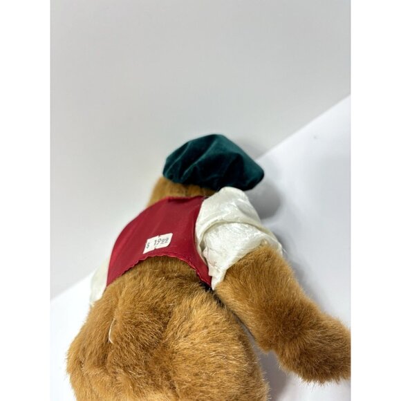 VTG Fine Toy Company Teddy Bear Brown Plush German Sweater Vest Velvet Green Hat - Picture 6 of 7